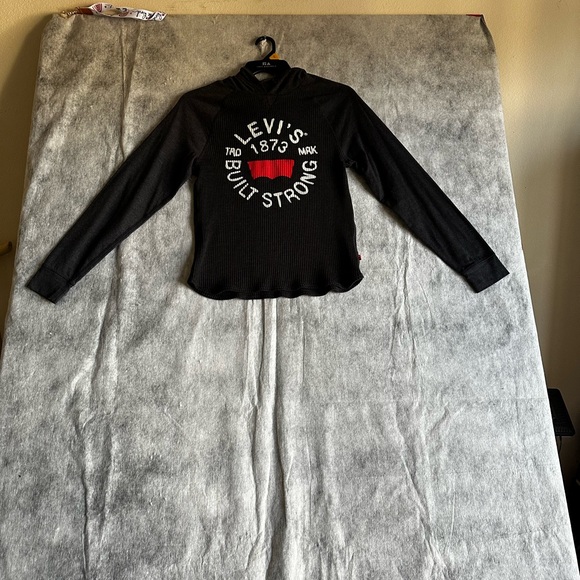 LEVI’S WOMENS SWEATSHIRT PULLOVER HOODIE GRAY SZ SMALL - Picture 10 of 11